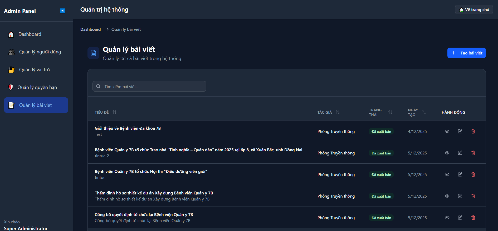Hình ảnh trang quản trị
