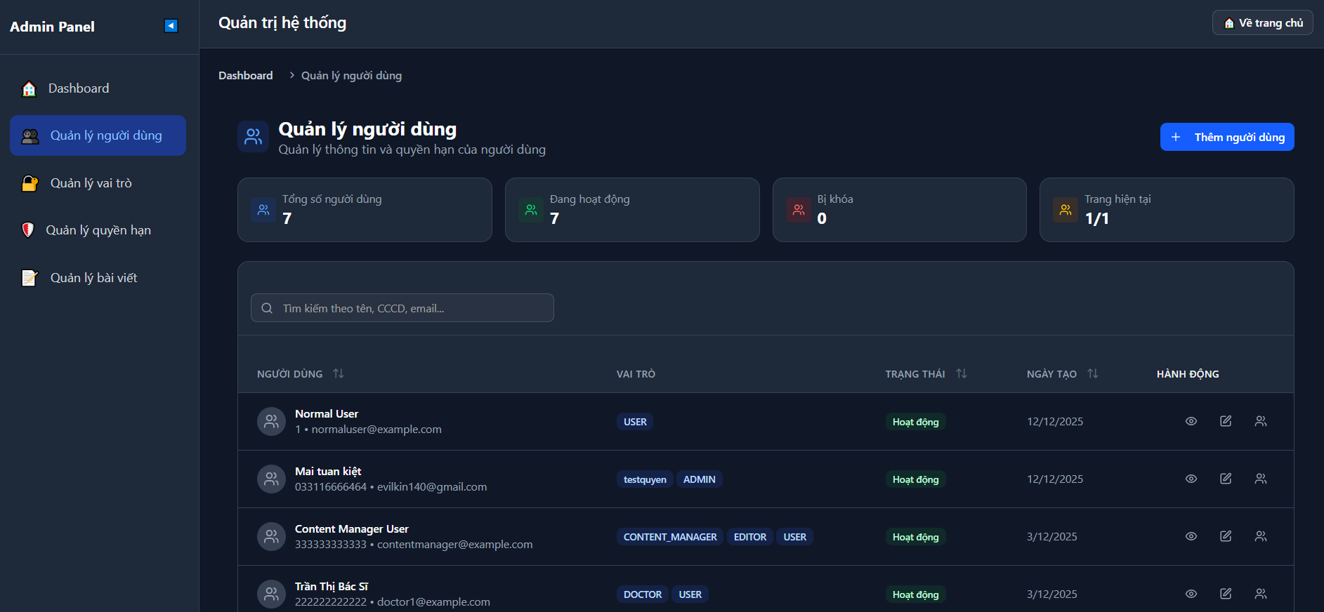 Hình ảnh trang quản trị