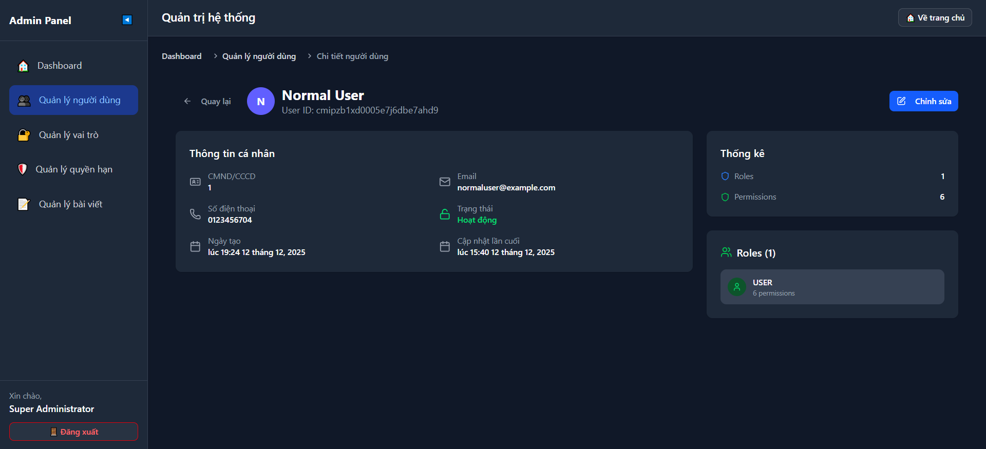 Hình ảnh trang quản trị