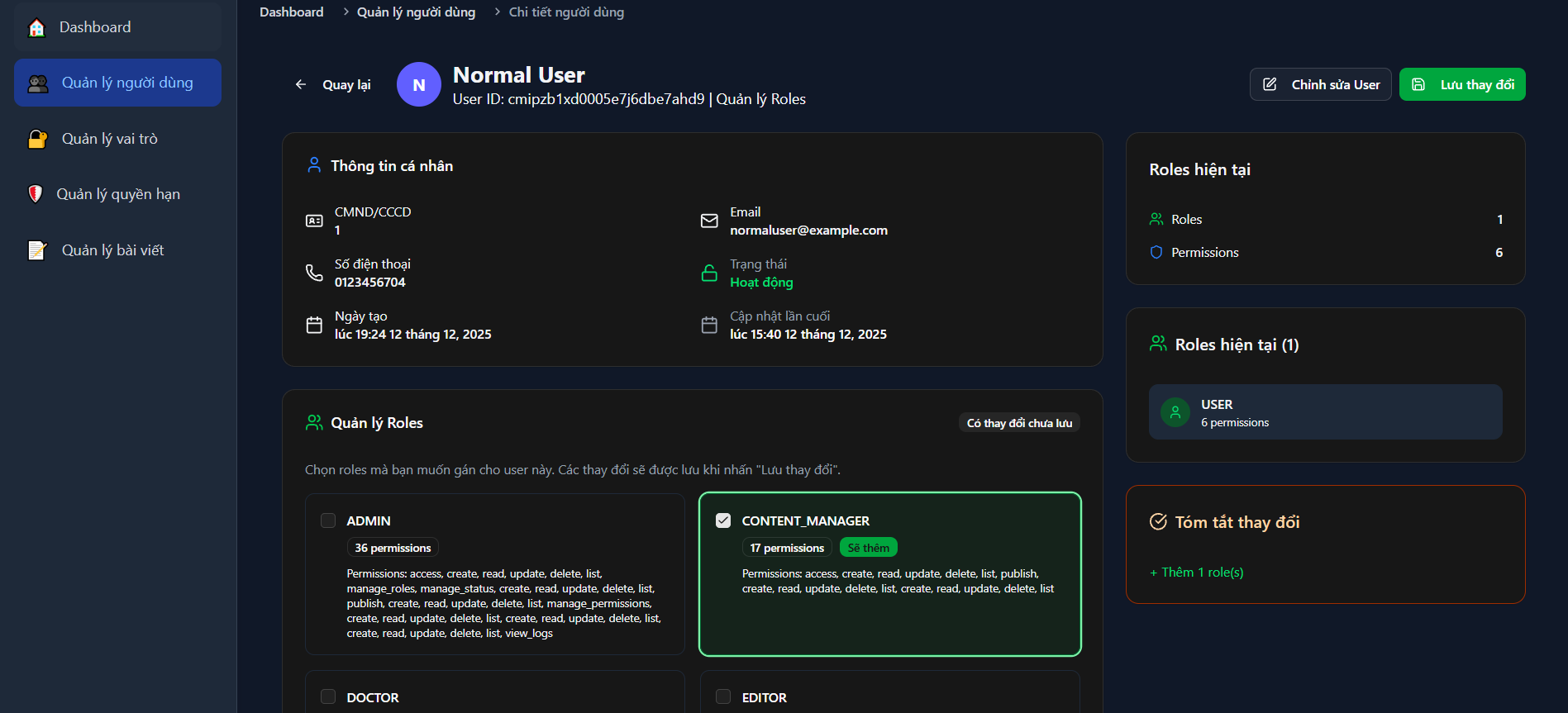 Hình ảnh trang quản trị